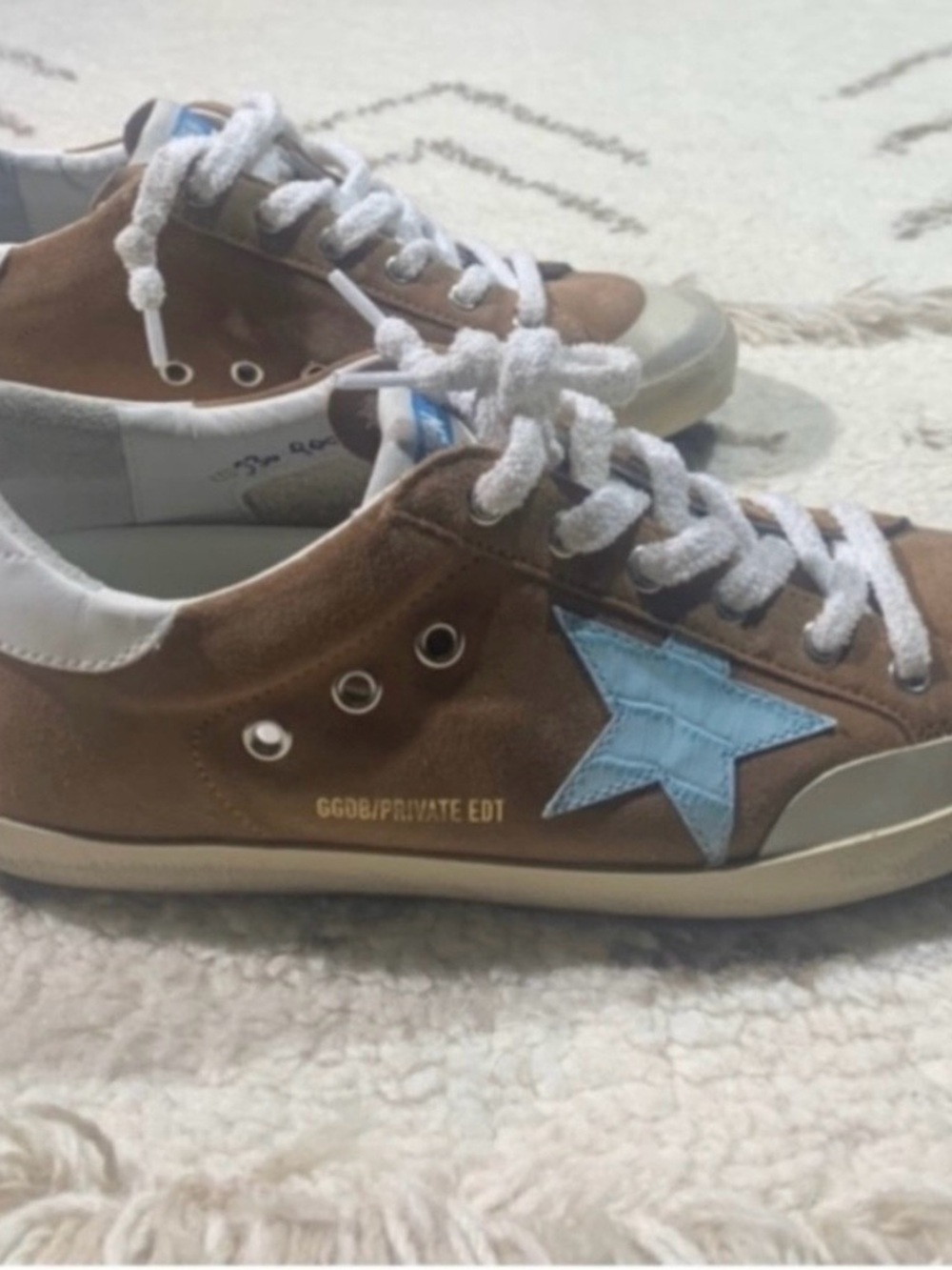 Golden Goose Brown Suede Sneakers with Blue Star Accent size 40